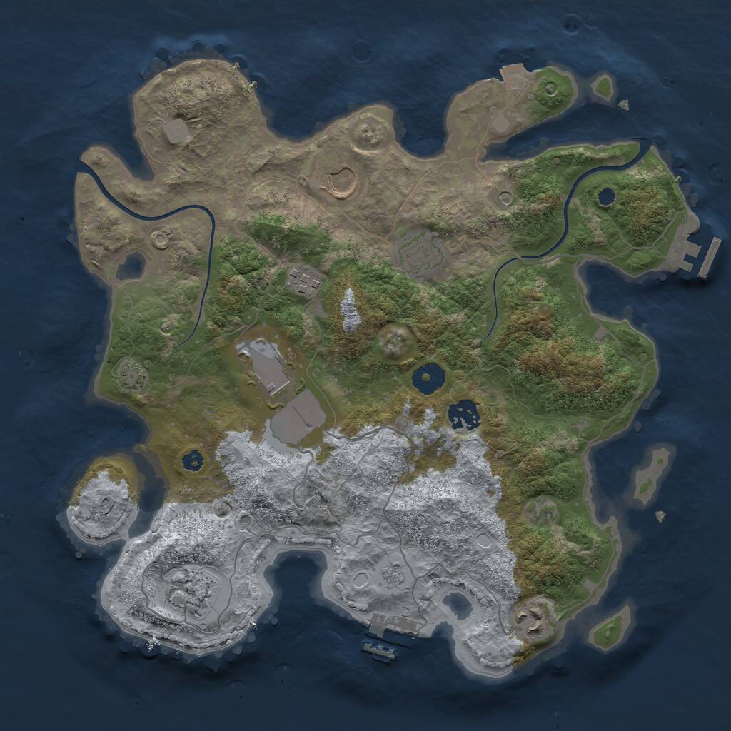 Rust Map: Procedural Map, Size: 3500, Seed: 8423608, 13 Monuments