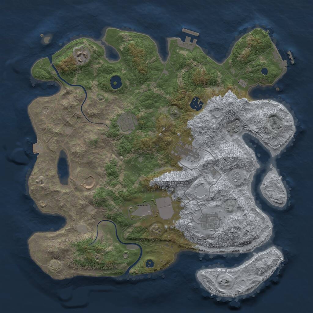 Rust Map: Procedural Map, Size: 3700, Seed: 580511430, 14 Monuments