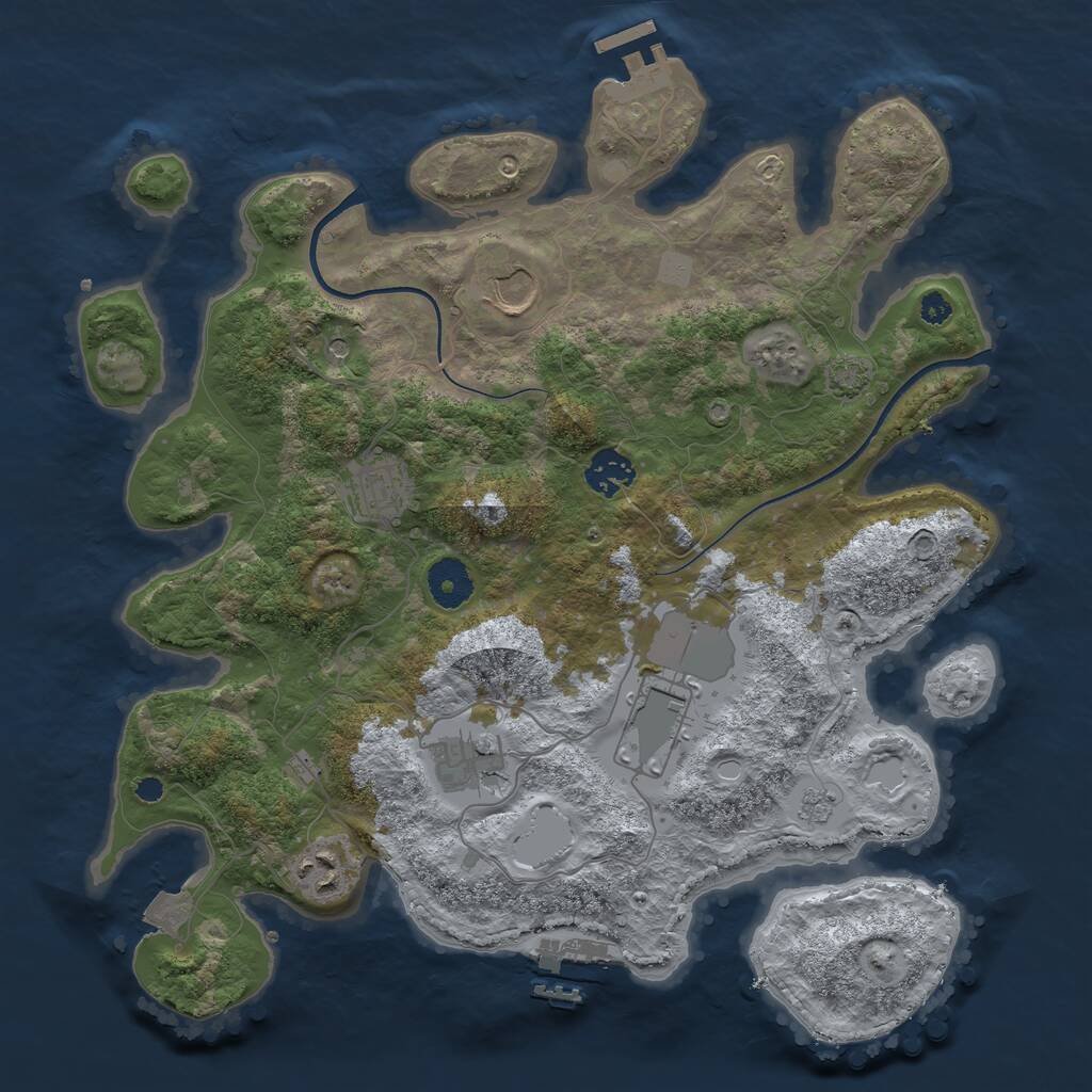 Rust Map: Procedural Map, Size: 3500, Seed: 261440, 12 Monuments