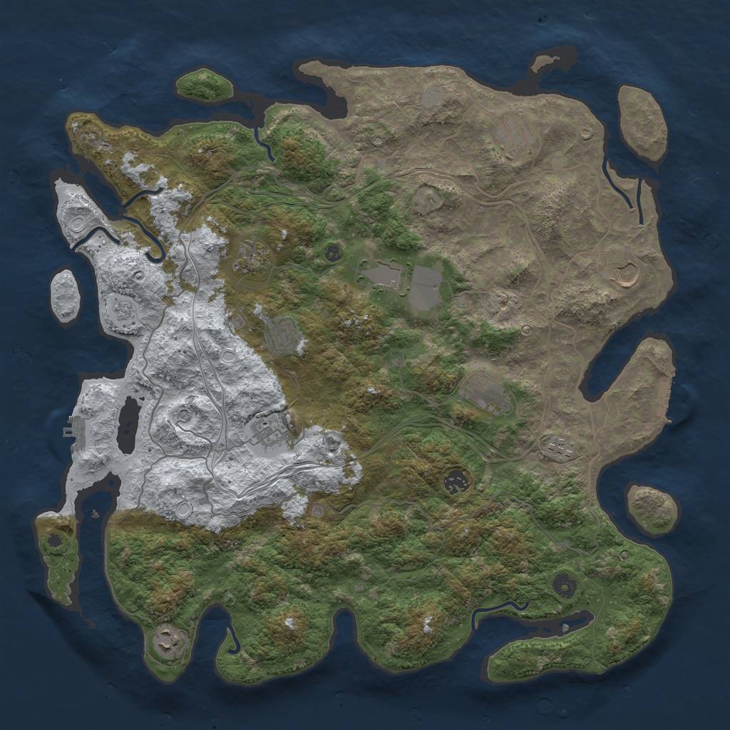 Rust Map: Procedural Map, Size: 4500, Seed: 1777691884, 19 Monuments