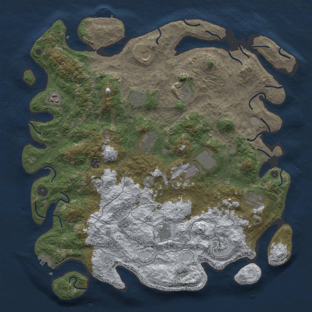 Rust Map: Procedural Map, Size: 4500, Seed: 1075039539, 20 Monuments