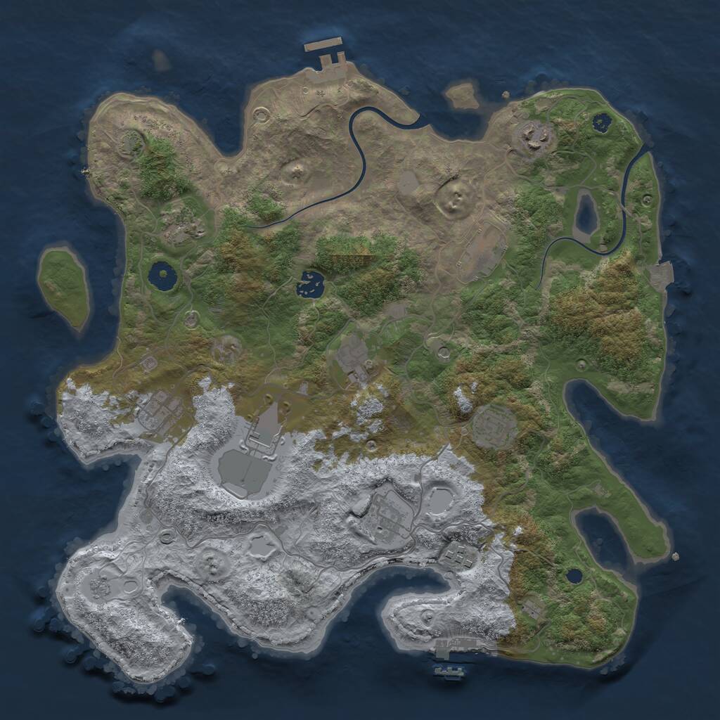 Rust Map: Procedural Map, Size: 3820, Seed: 2147483647, 16 Monuments