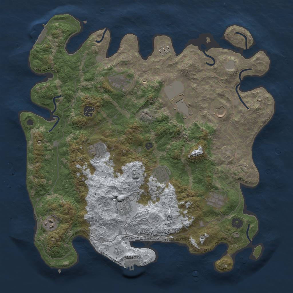 Rust Map: Procedural Map, Size: 4000, Seed: 675455206, 19 Monuments