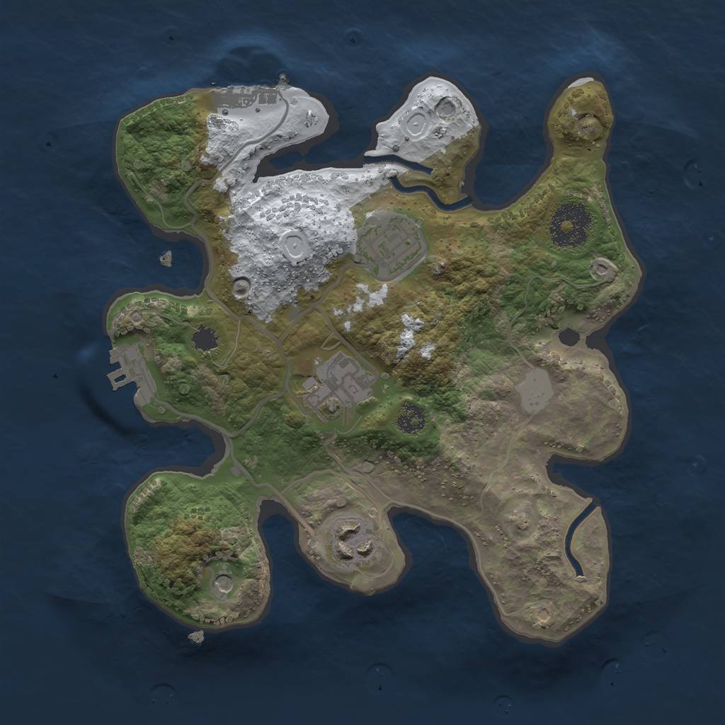 Rust Map: Procedural Map, Size: 2500, Seed: 457342135, 11 Monuments