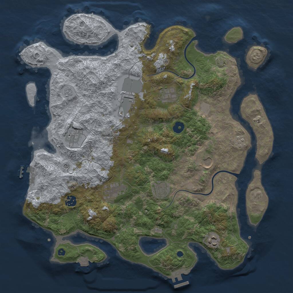 Rust Map: Procedural Map, Size: 3900, Seed: 42, 15 Monuments