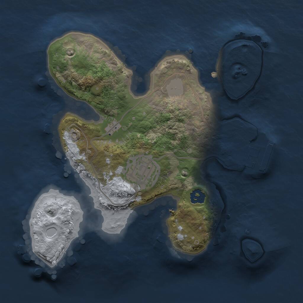 Rust Map: Procedural Map, Size: 2000, Seed: 5150, 3 Monuments
