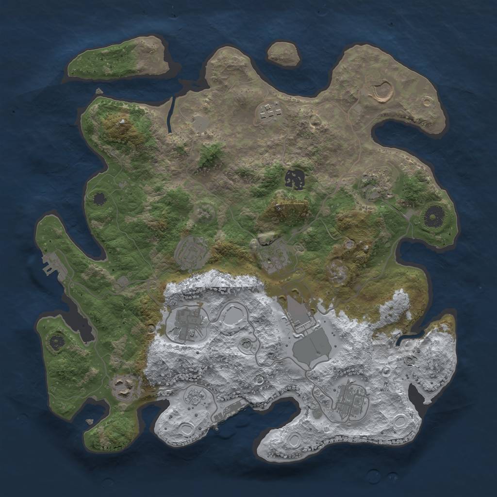 Rust Map: Procedural Map, Size: 3500, Seed: 350012, 19 Monuments