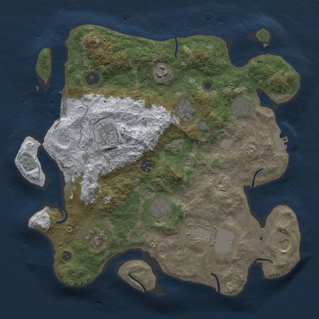 Rust Map: Procedural Map, Size: 3500, Seed: 1212150063, 19 Monuments