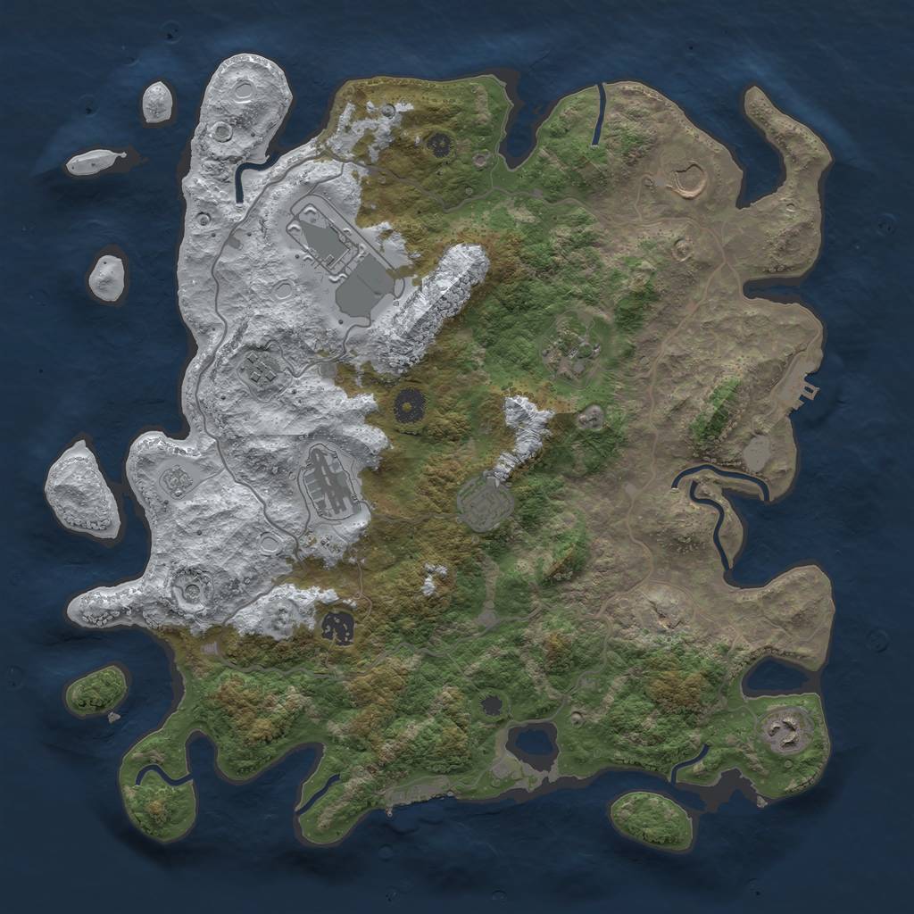 Rust Map: Procedural Map, Size: 4000, Seed: 2109296294, 17 Monuments