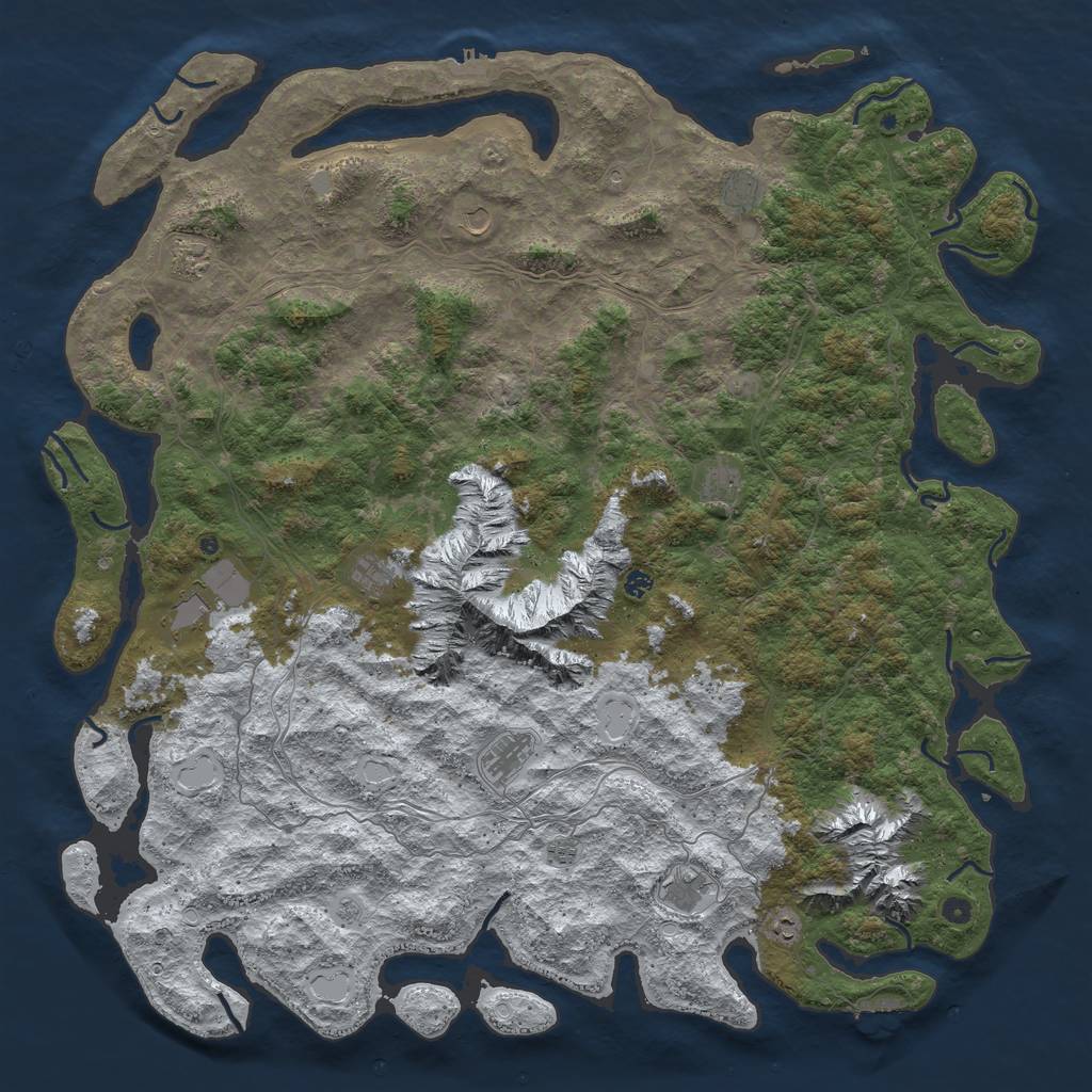 Rust Map: Procedural Map, Size: 6000, Seed: 720766775, 20 Monuments