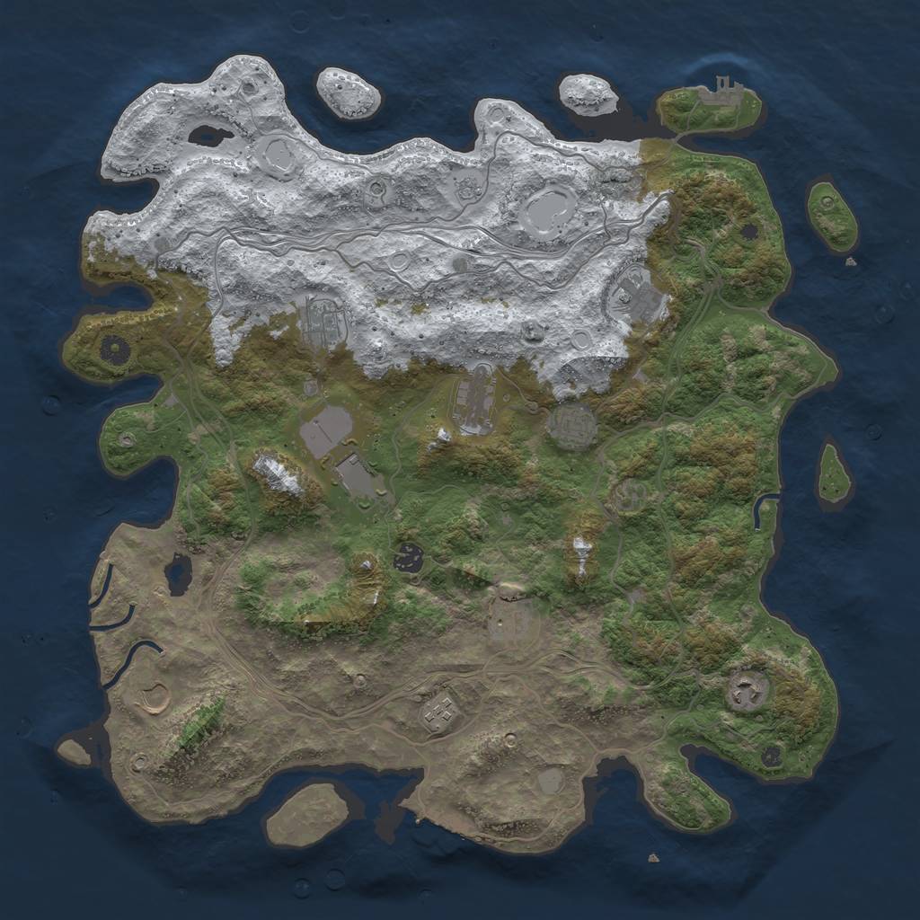 Rust Map: Procedural Map, Size: 4500, Seed: 500444222, 19 Monuments