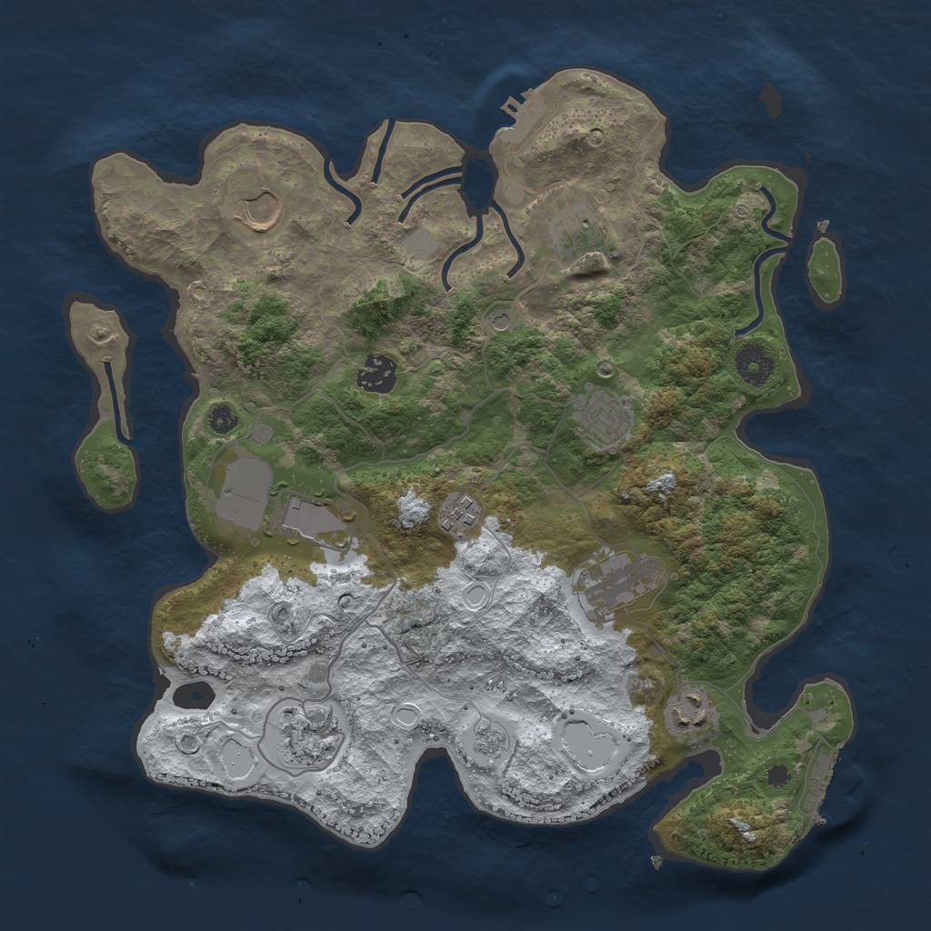 Rust Map: Procedural Map, Size: 3500, Seed: 76950, 18 Monuments