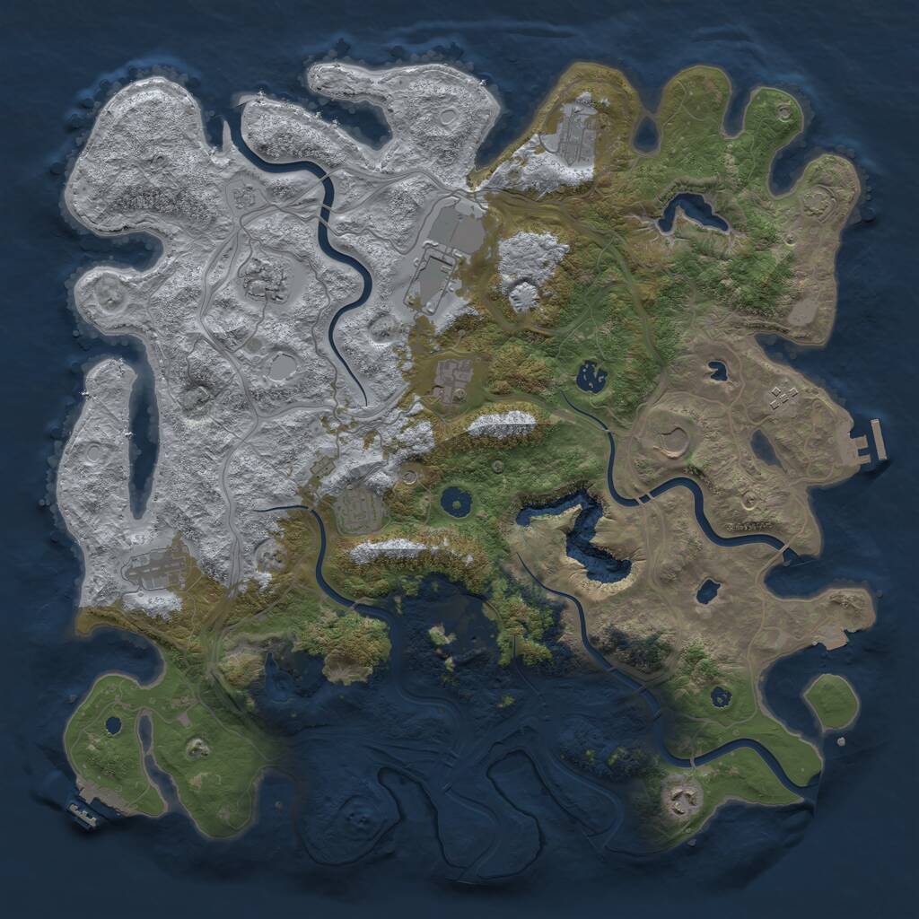 Rust Map: Procedural Map, Size: 4500, Seed: 328381434, 17 Monuments