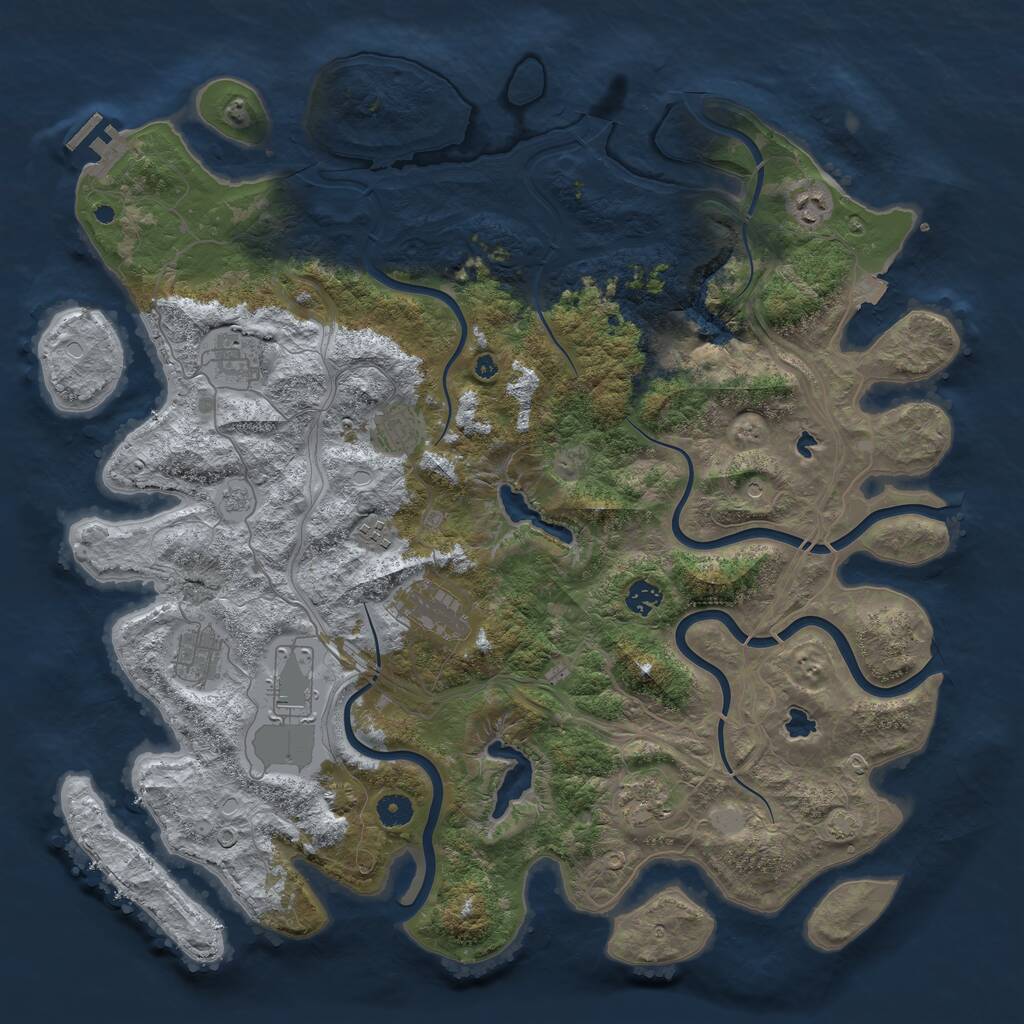 Rust Map: Procedural Map, Size: 4500, Seed: 996488861, 14 Monuments