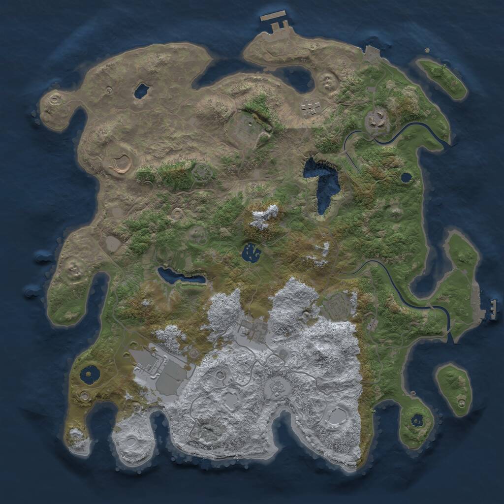 Rust Map: Procedural Map, Size: 4000, Seed: 100931838, 14 Monuments