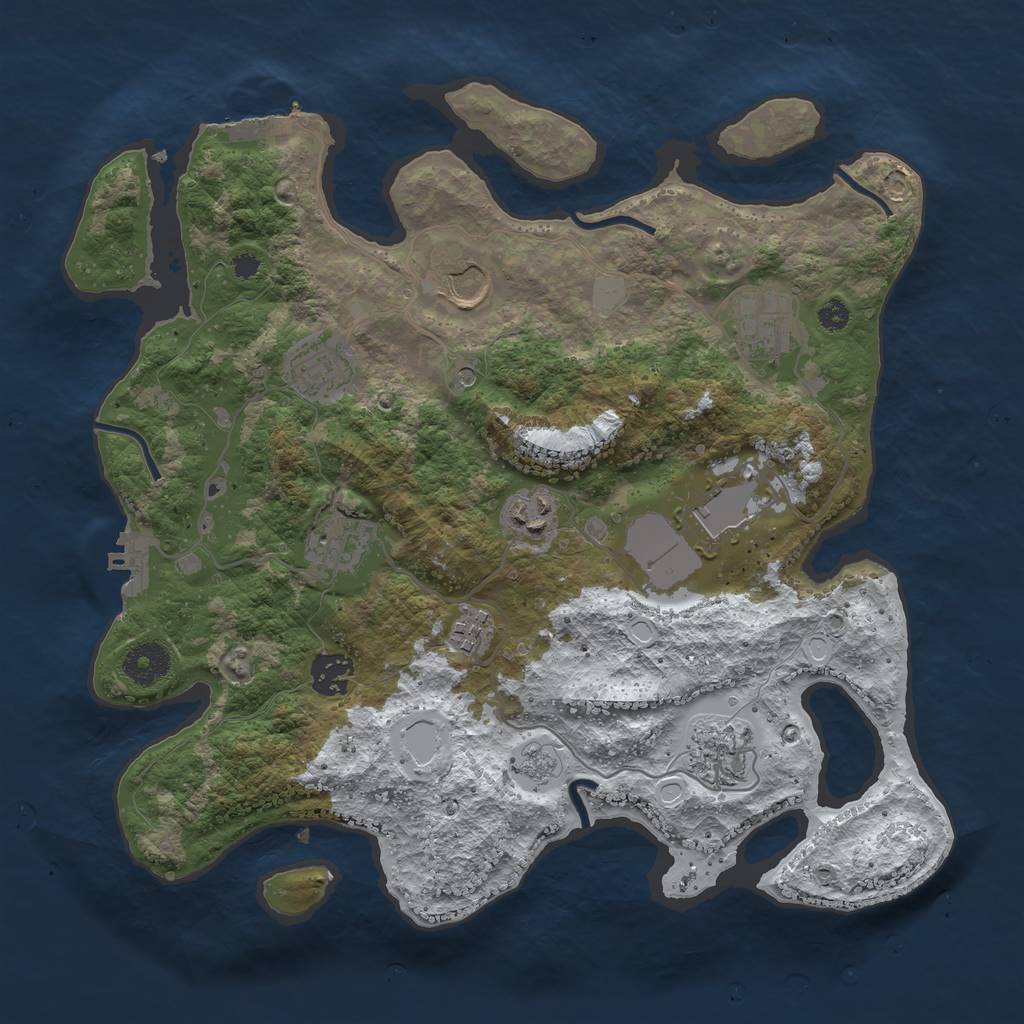 Rust Map: Procedural Map, Size: 3500, Seed: 287641325, 18 Monuments