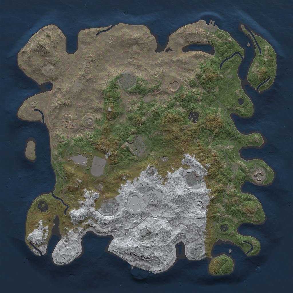 Rust Map: Procedural Map, Size: 4000, Seed: 1257213137, 19 Monuments