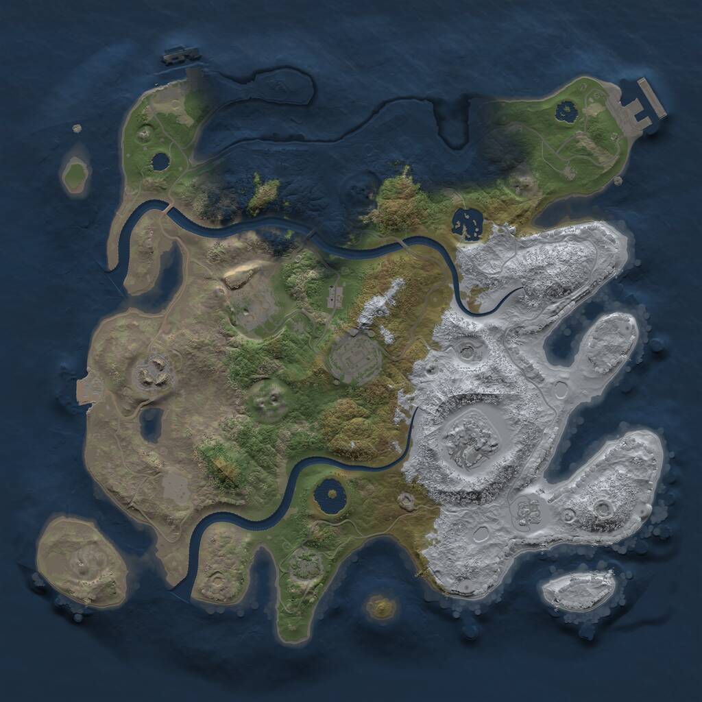 Rust Map: Procedural Map, Size: 3200, Seed: 28081, 11 Monuments