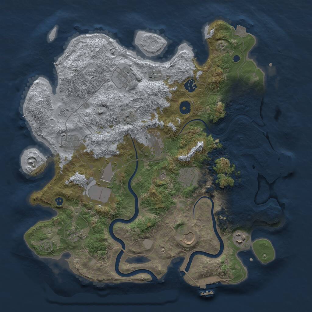 Rust Map: Procedural Map, Size: 3800, Seed: 845508655, 16 Monuments