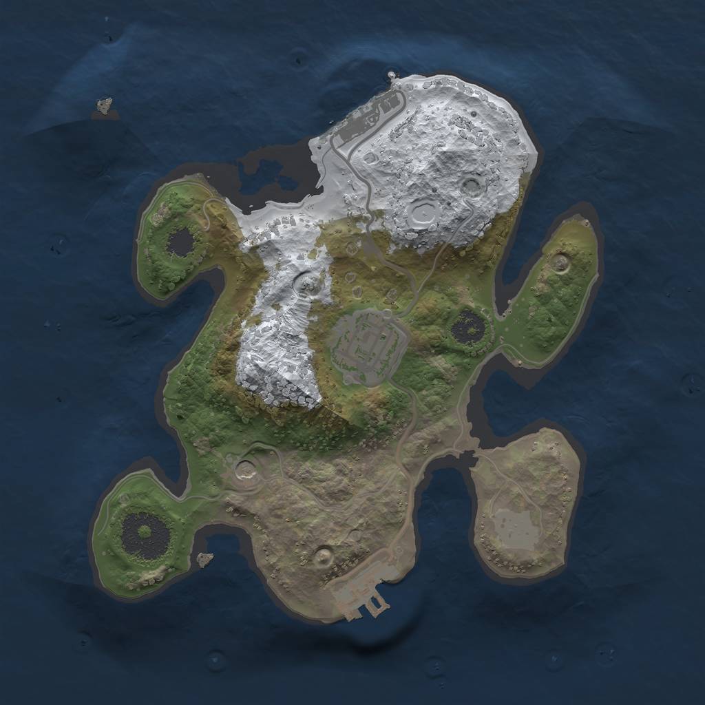 Rust Map: Procedural Map, Size: 2200, Seed: 1, 9 Monuments