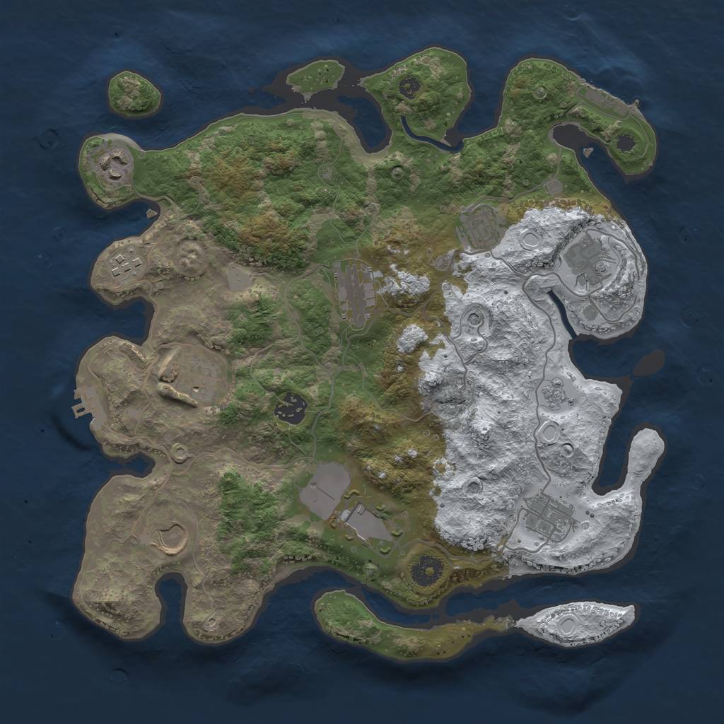 Rust Map: Procedural Map, Size: 3500, Seed: 2098018713, 19 Monuments
