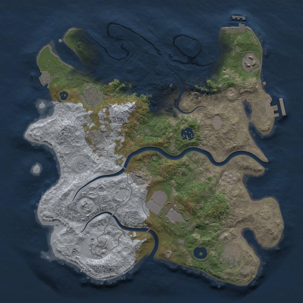 Rust Map: Procedural Map, Size: 3500, Seed: 1520864683, 14 Monuments