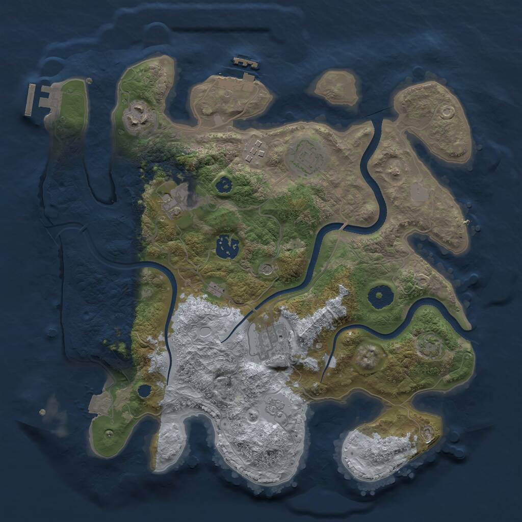 Rust Map: Procedural Map, Size: 3250, Seed: 2034263079, 12 Monuments