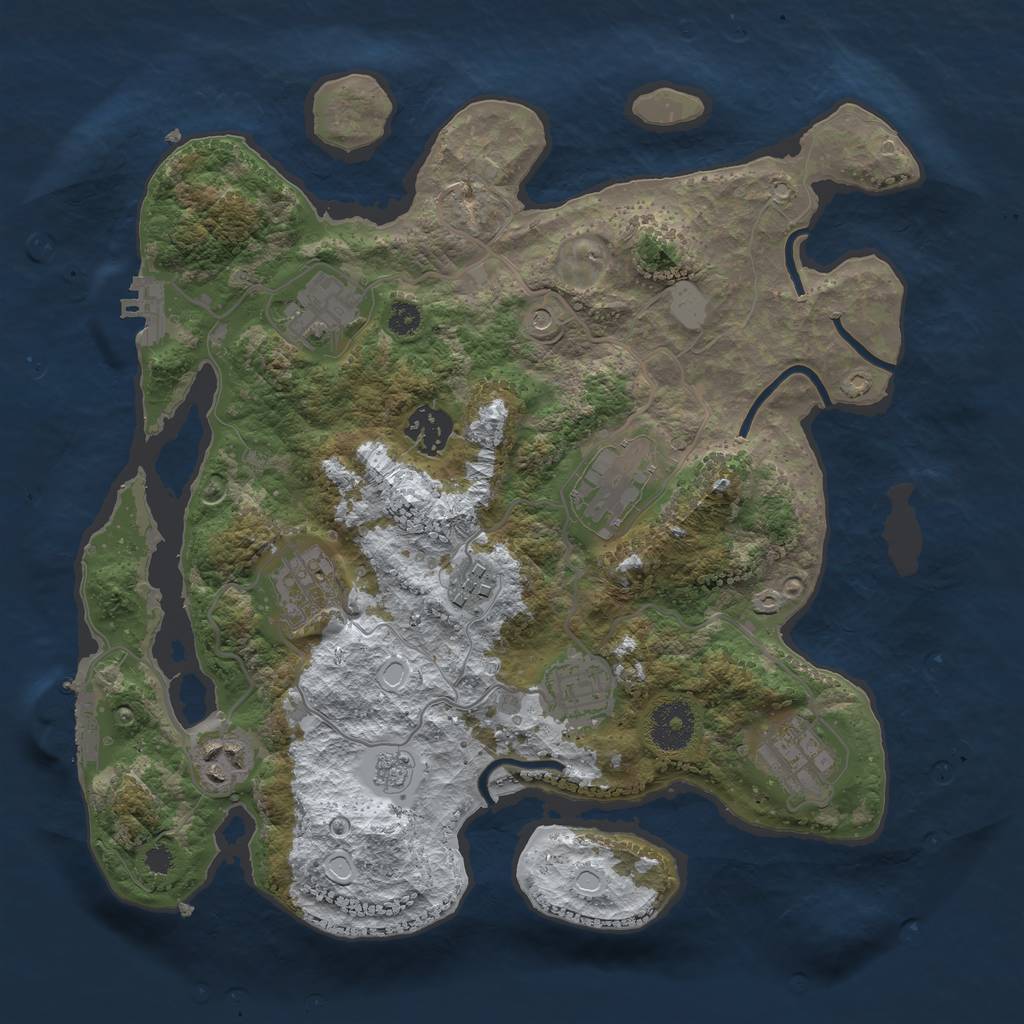 Rust Map: Procedural Map, Size: 3250, Seed: 120093807, 17 Monuments