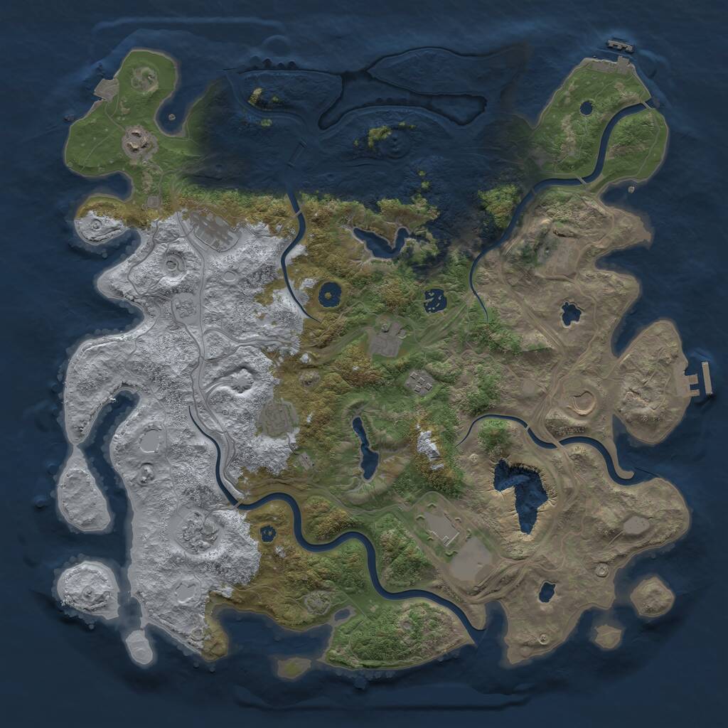 Rust Map: Procedural Map, Size: 4500, Seed: 91349838, 16 Monuments