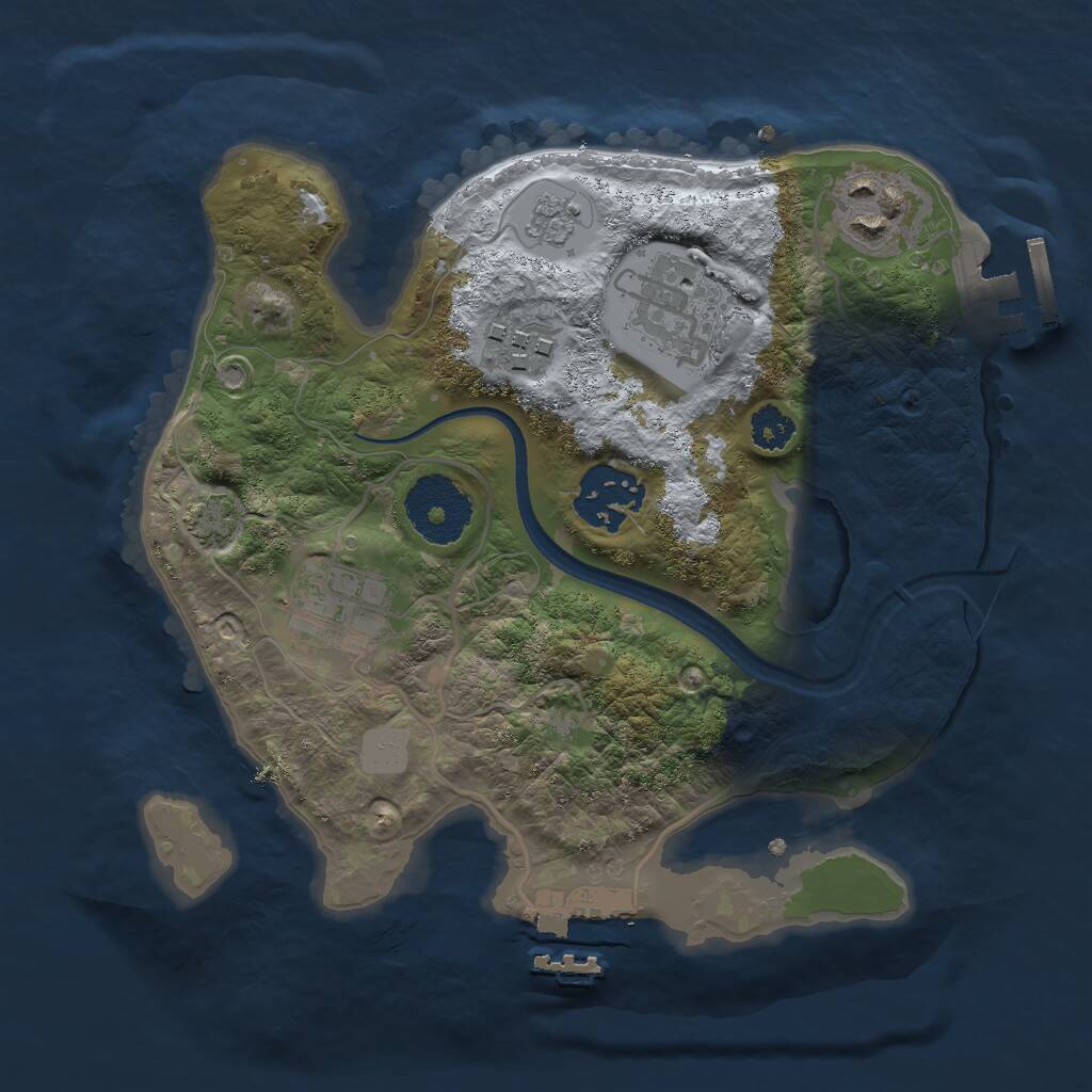 Rust Map: Procedural Map, Size: 2500, Seed: 752262634, 10 Monuments