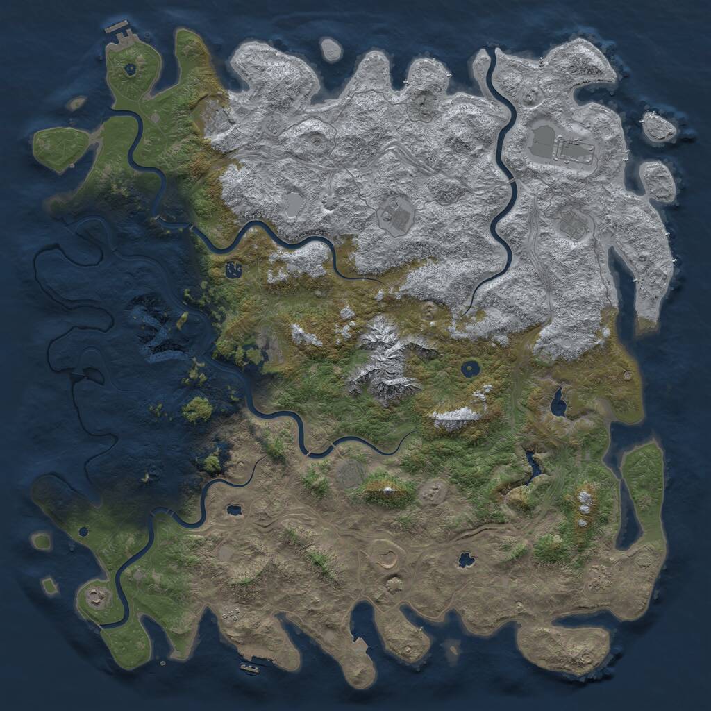 Rust Map: Procedural Map, Size: 6000, Seed: 49946888, 17 Monuments
