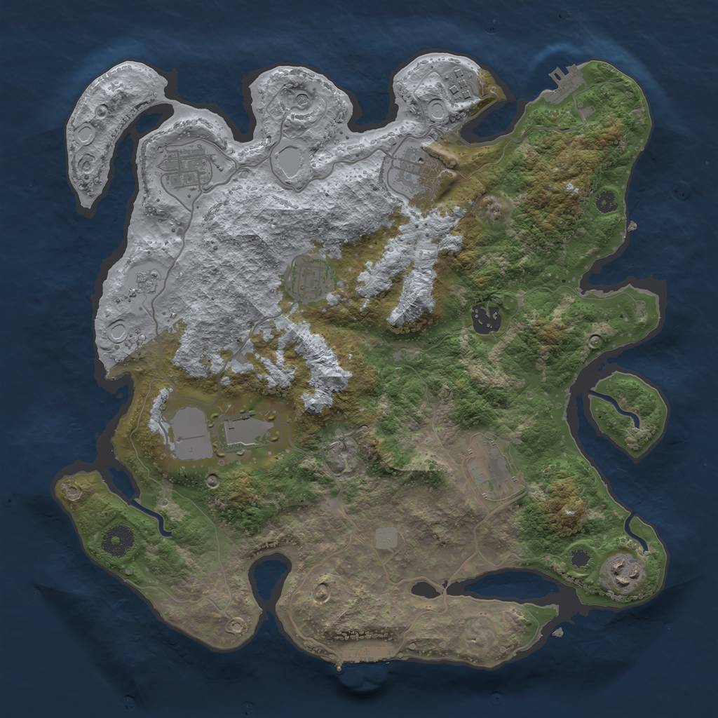 Rust Map: Procedural Map, Size: 3500, Seed: 201683427, 15 Monuments