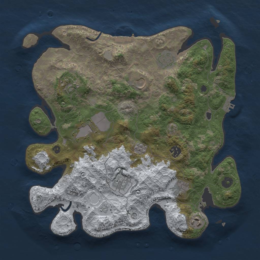 Rust Map: Procedural Map, Size: 3500, Seed: 1218347985, 18 Monuments