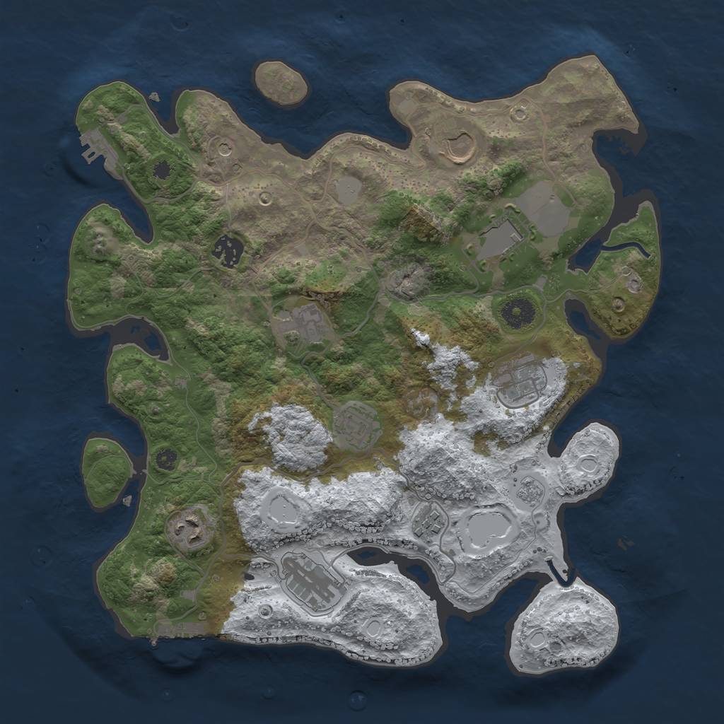 Rust Map: Procedural Map, Size: 3500, Seed: 41120132, 18 Monuments