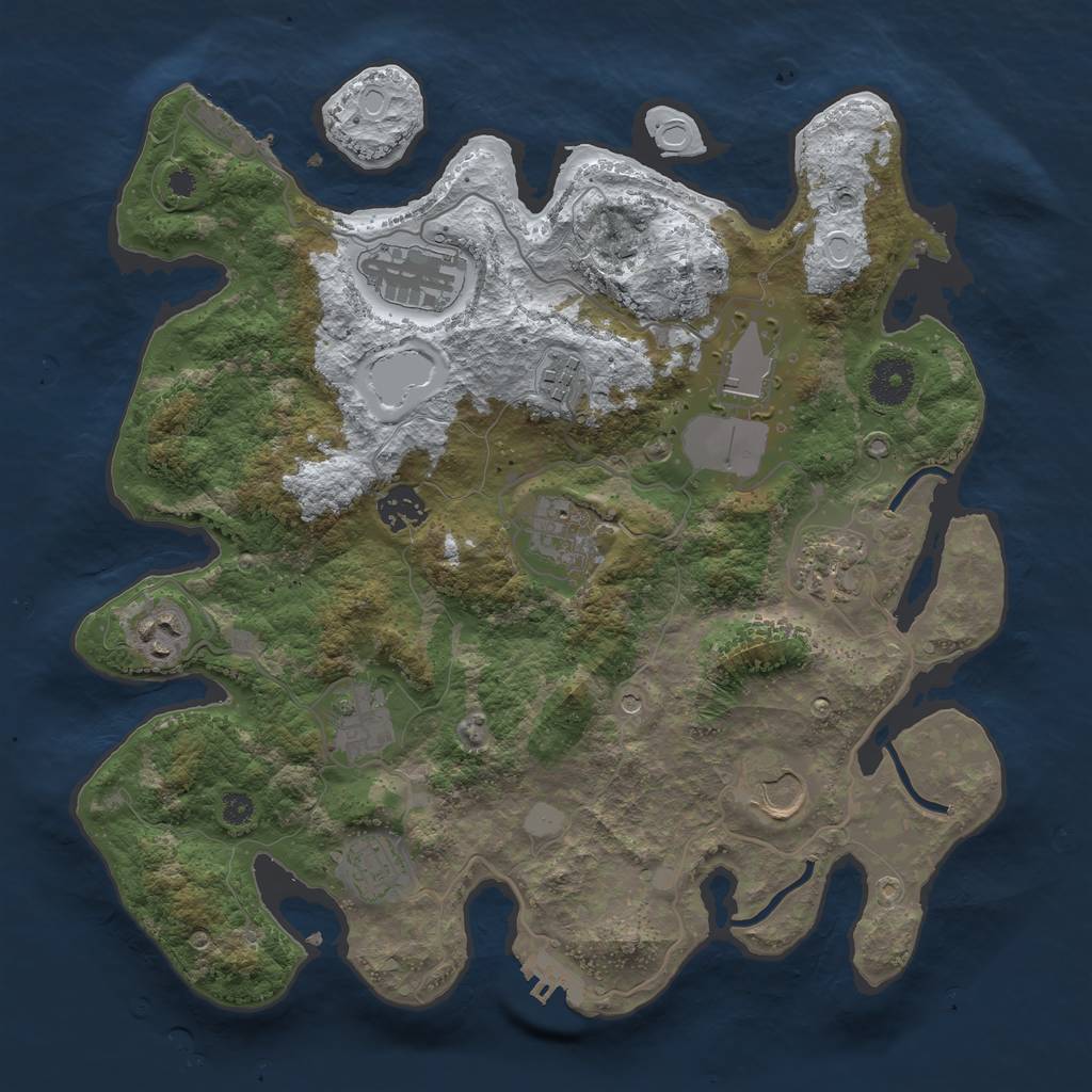 Rust Map: Procedural Map, Size: 3500, Seed: 561264515, 18 Monuments