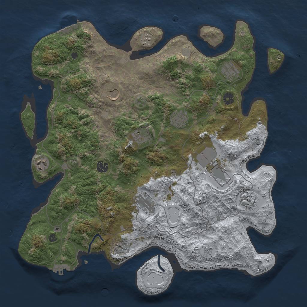 Rust Map: Procedural Map, Size: 4000, Seed: 59137137, 19 Monuments