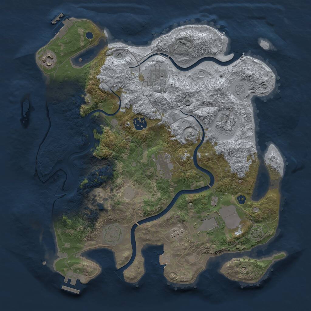 Rust Map: Procedural Map, Size: 3500, Seed: 1261404925, 14 Monuments