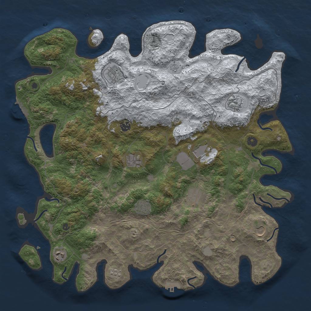 Rust Map: Procedural Map, Size: 4500, Seed: 1028461744, 19 Monuments