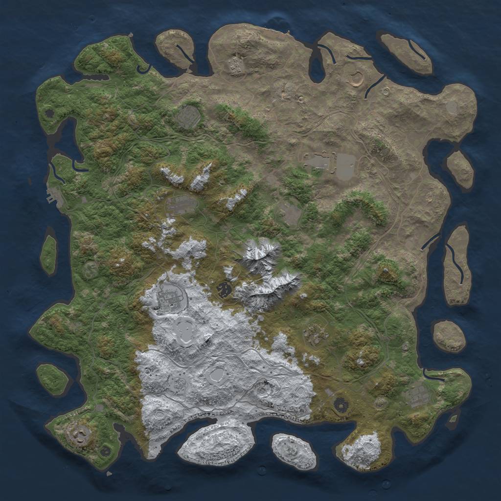 Rust Map: Procedural Map, Size: 5000, Seed: 1816, 20 Monuments