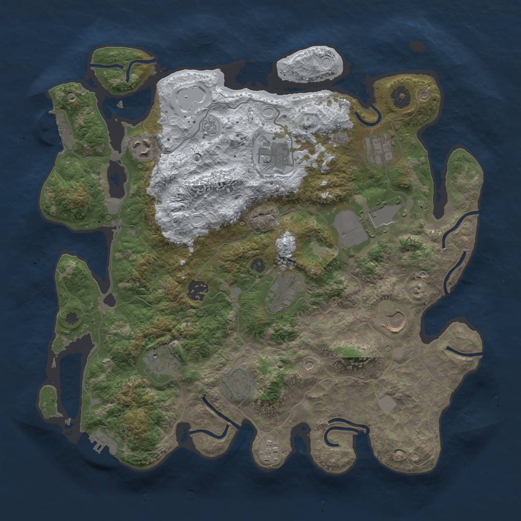 Rust Map: Procedural Map, Size: 3750, Seed: 1915883012, 19 Monuments