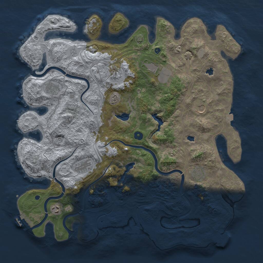 Rust Map: Procedural Map, Size: 4500, Seed: 705452106, 14 Monuments