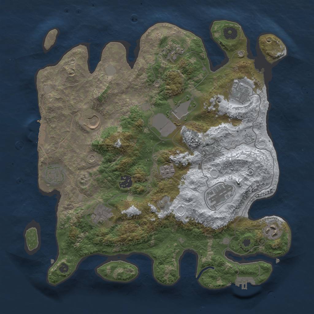 Rust Map: Procedural Map, Size: 3500, Seed: 2130939382, 19 Monuments