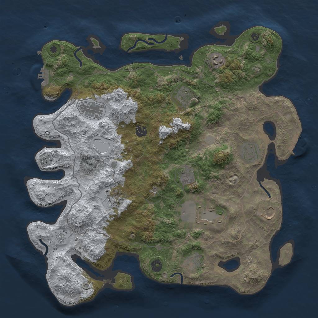 Rust Map: Procedural Map, Size: 4000, Seed: 1609155876, 20 Monuments