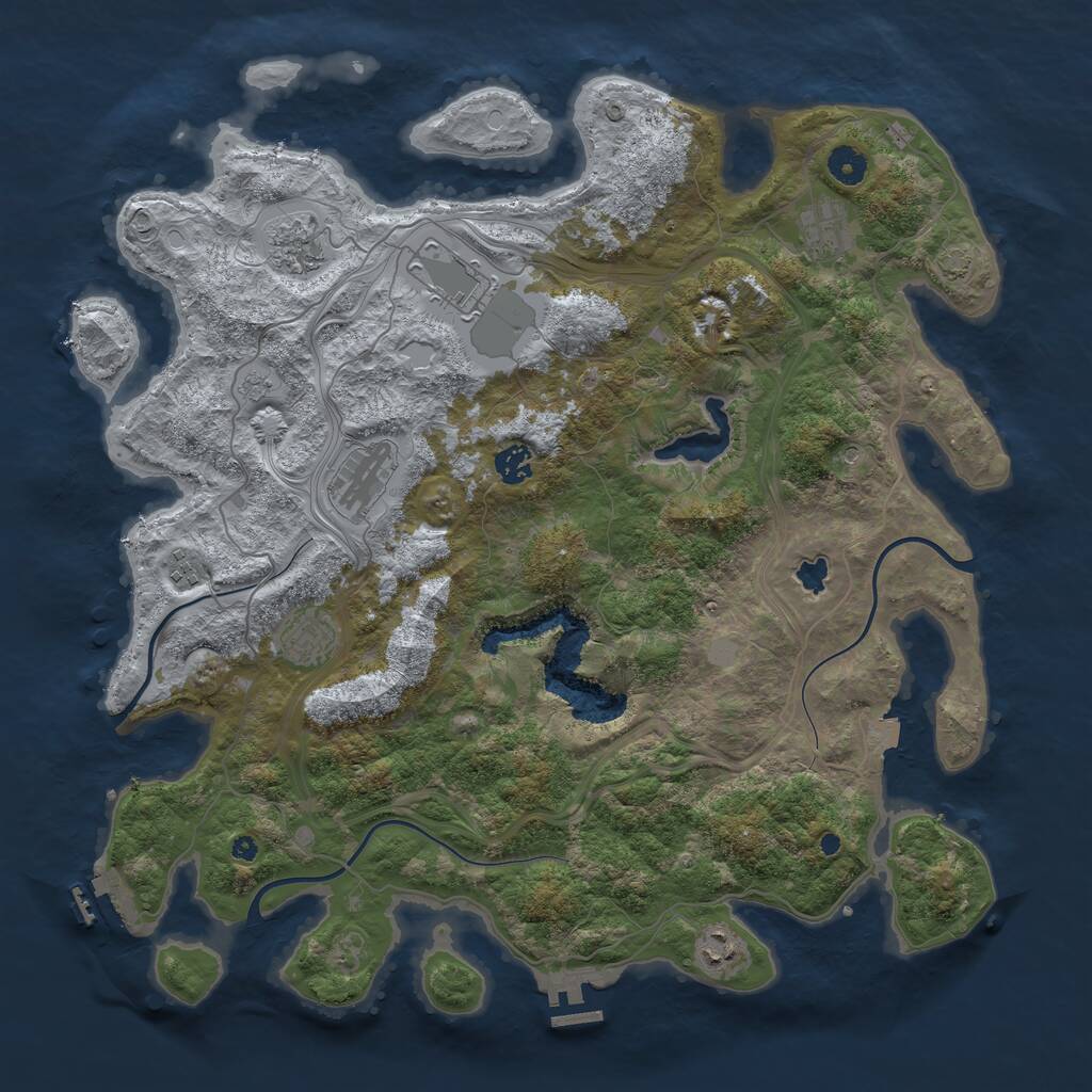 Rust Map: Procedural Map, Size: 4264, Seed: 318409616, 14 Monuments