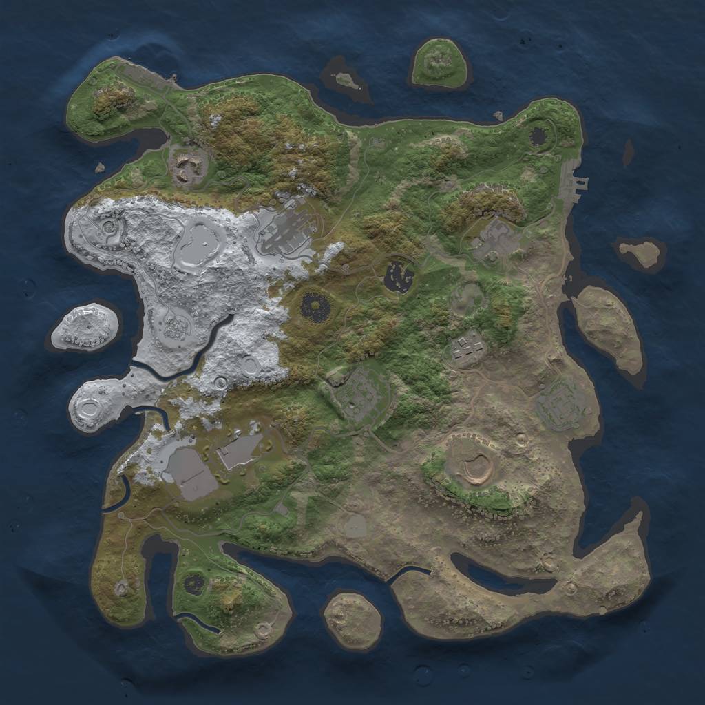 Rust Map: Procedural Map, Size: 3500, Seed: 1907487310, 18 Monuments
