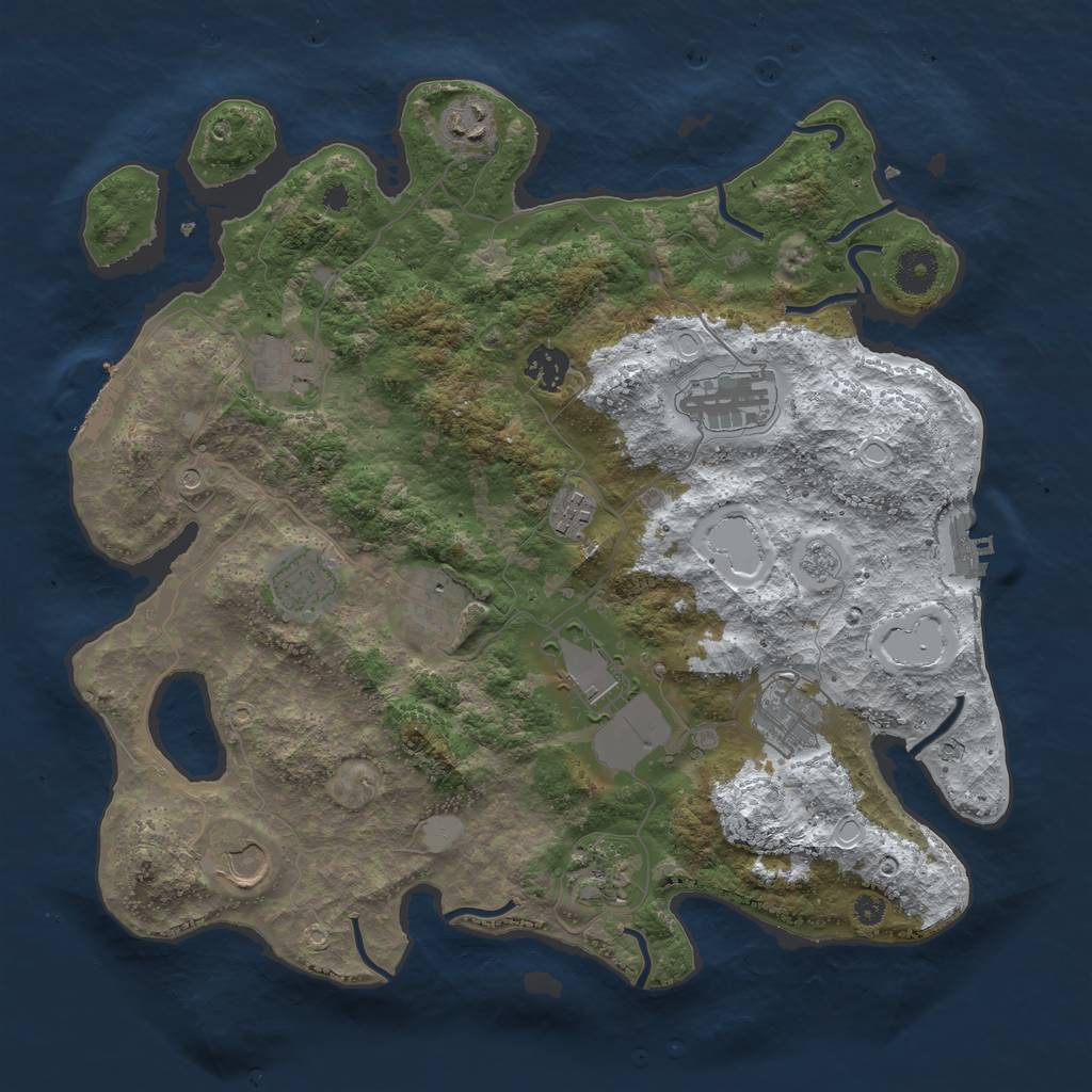 Rust Map: Procedural Map, Size: 3700, Seed: 505381938, 20 Monuments