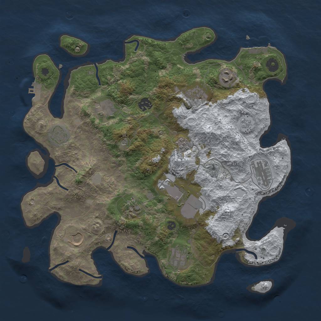 Rust Map: Procedural Map, Size: 3700, Seed: 1345341898, 20 Monuments