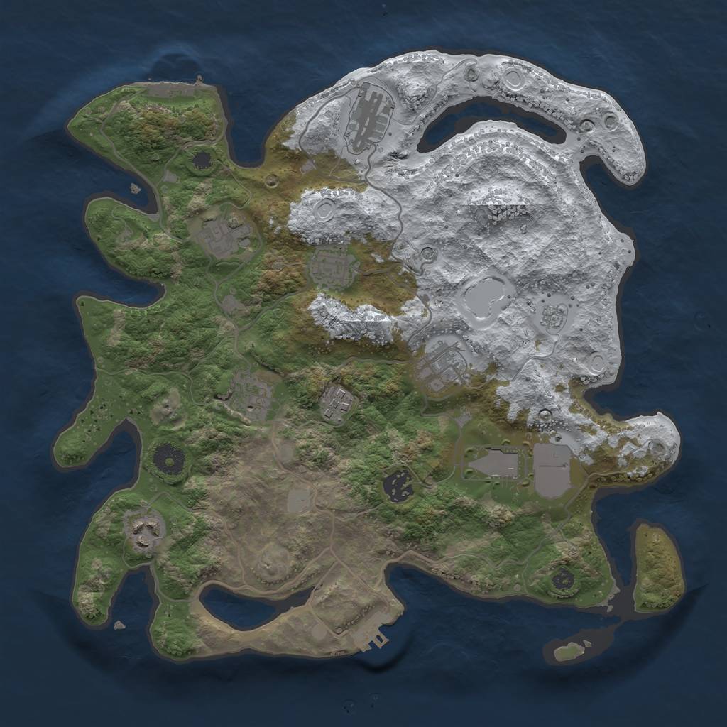 Rust Map: Procedural Map, Size: 3500, Seed: 1696796923, 18 Monuments