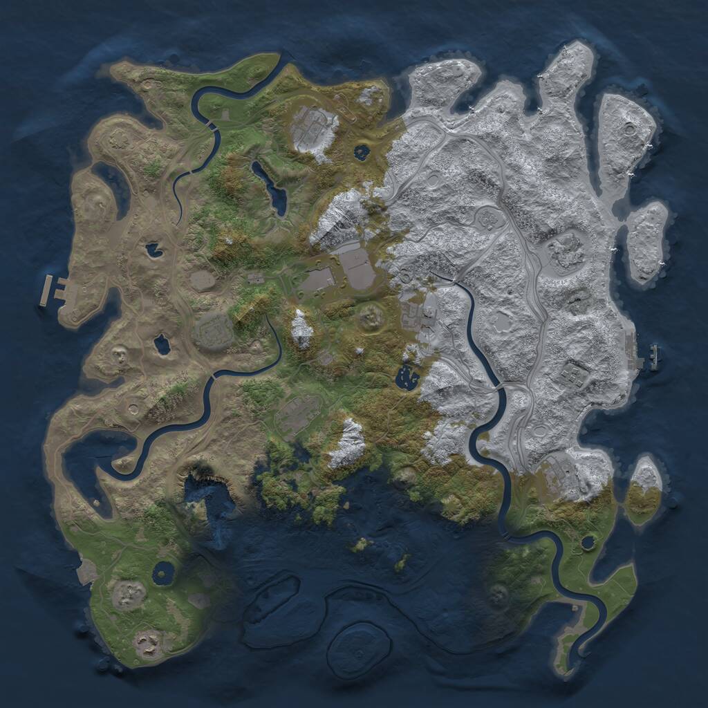 Rust Map: Procedural Map, Size: 4500, Seed: 581440290, 16 Monuments