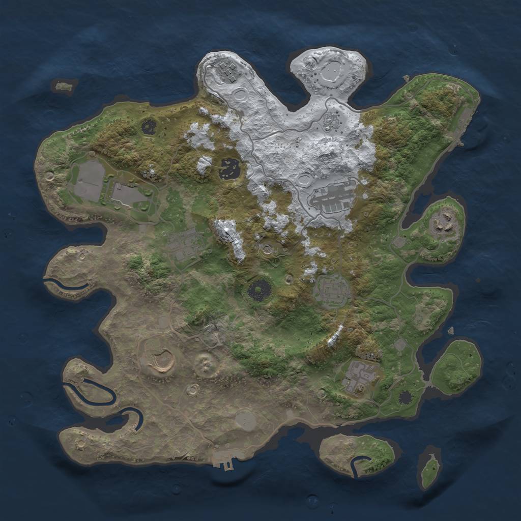 Rust Map: Procedural Map, Size: 3500, Seed: 13901208, 18 Monuments